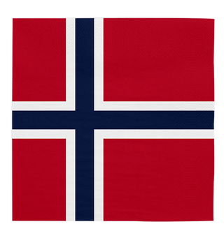 Norsk flagg - 3-lags servietter 20 Lunsjservietter - 33x33cm