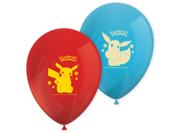 Pokemon 8 Gummiballonger med trykk - 30cm