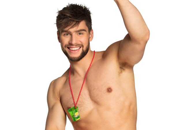 Shotteglass med kjede - Hawaii 12 stk:  6 rosa, 2 blå/grønn/oransje 