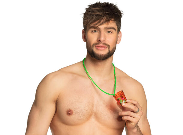 Shotteglass med kjede - Hawaii 12 stk:  6 rosa, 2 blå/grønn/oransje 