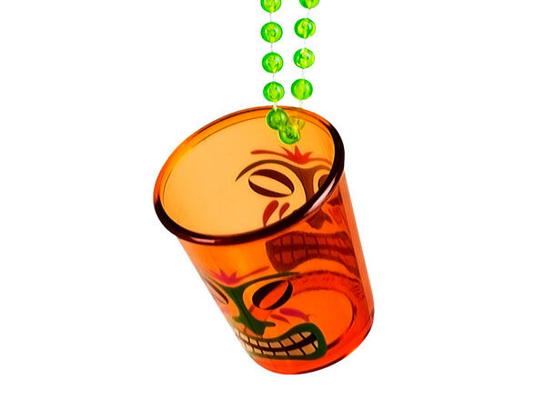 Shotteglass med kjede - Hawaii 12 stk:  6 rosa, 2 blå/grønn/oransje 