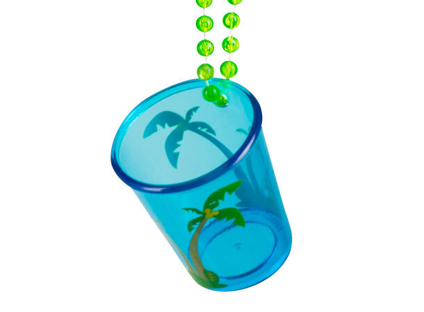 Shotteglass med kjede - Hawaii 12 stk:  6 rosa, 2 blå/grønn/oransje 
