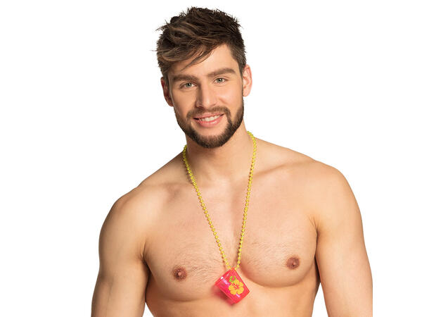 Shotteglass med kjede - Hawaii 12 stk:  6 rosa, 2 blå/grønn/oransje 