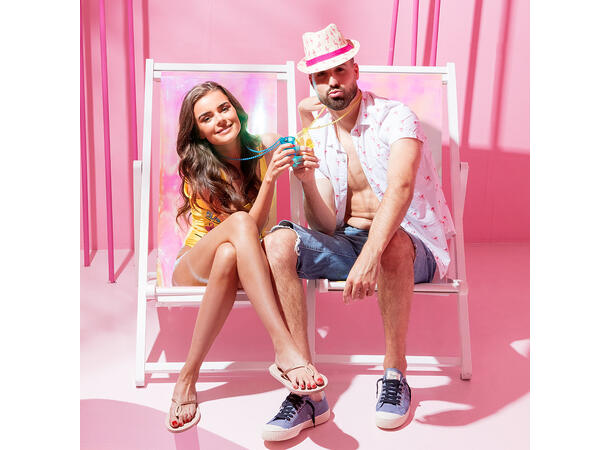 Shotteglass med kjede - Hawaii 12 stk:  6 rosa, 2 blå/grønn/oransje 