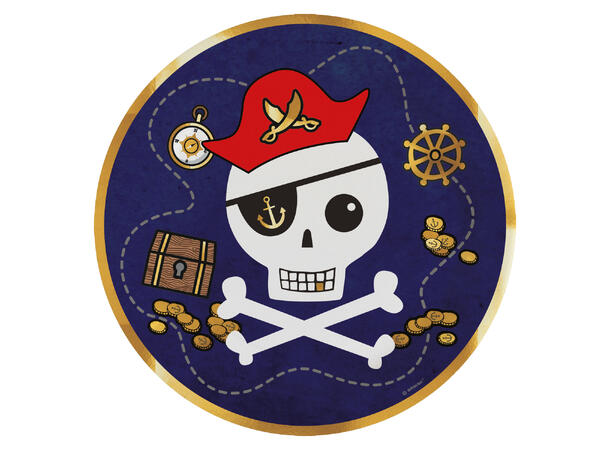 Sjørøverkart 8 Tallerkener i papp - 23cm 
