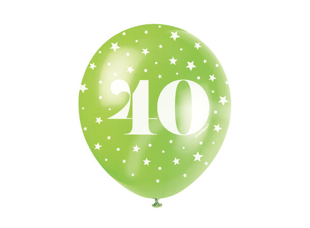 Superprint Premium 40 År - Assortert 5 Gummiballonger - 30cm (12") 