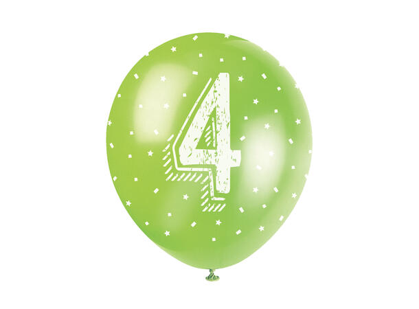 Superprint Premium 4 År - Assortert 5 Gummiballonger - 30cm (12")