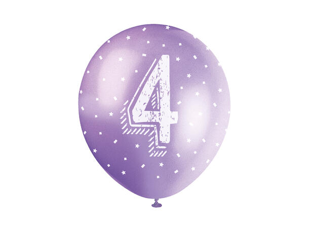 Superprint Premium 4 År - Assortert 5 Gummiballonger - 30cm (12")