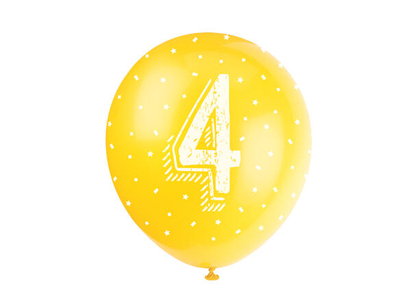 Superprint Premium 4 År - Assortert 5 Gummiballonger - 30cm (12")