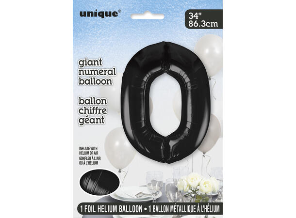 Tallballong - #0 - Sort 1 Folieballong - 86cm (34")