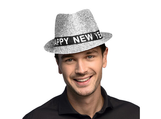Trilby hatt sølv - Happy New Year 1 Hatt til voksen - Onesize