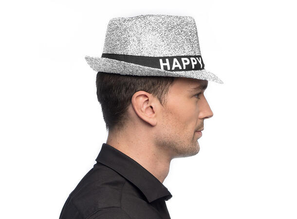 Trilby hatt sølv - Happy New Year 1 Hatt til voksen - Onesize