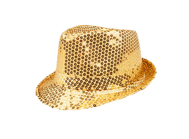 Trilbyhatt - Gull paljetter 1 Hatt til voksen - Onesize