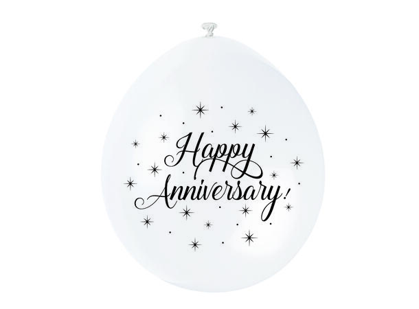 "Happy Anniversary" 10 Gummiballonger - 25cm (10")