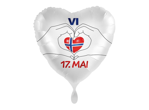 "VI <3 17. MAI" - Hjerte 1 Folieballong hjerte - 17" - (43cm) 