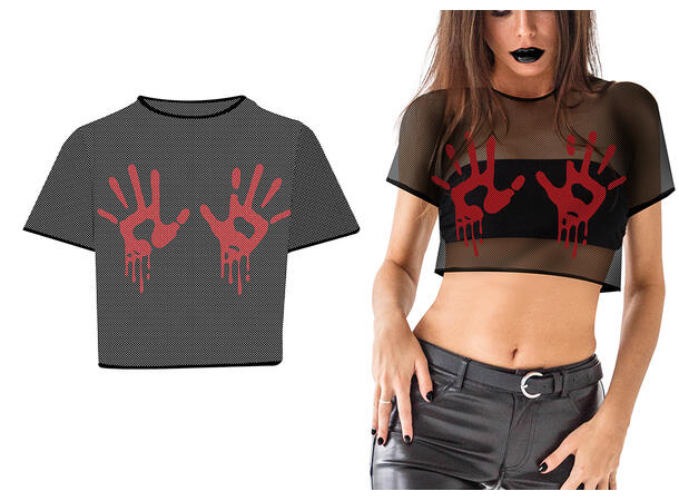 1 Nettingtopp - Blodige hender 1 Topp i polyester - Onesize 