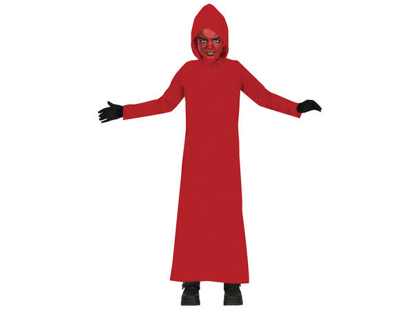 1 Tunika m/hette til barn - Rød Tunika m/hette i Polyester - Str 7-9år 