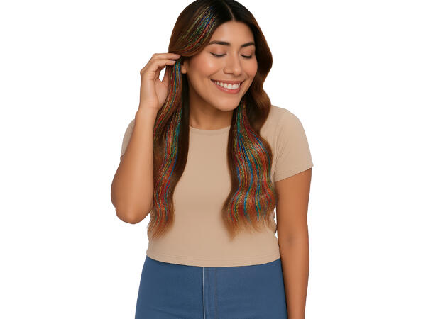 3 Hairextesion - Glitter flerfarget 3 Hairekstesions - 50cm 