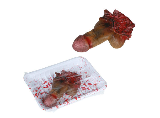 Amputert penis - blodig 1 Dekorasjon i latex - 12cm 