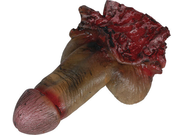 Amputert penis - blodig 1 Dekorasjon i latex - 12cm 