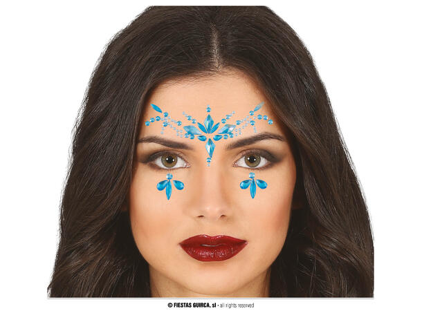 Ansikts- og fingerkystaller - Blå 1 Sett smykker i selvklebende harpiks 