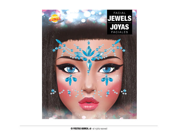 Ansikts- og fingerkystaller - Blå 1 Sett smykker i selvklebende harpiks 