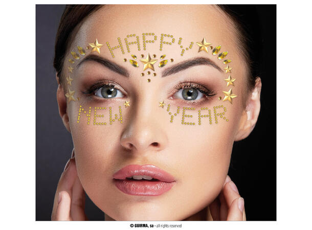 Ansiktskrystaller - Happy New Year 1 Ark med sevklebende stener 