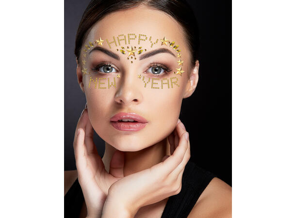 Ansiktskrystaller - Happy New Year 1 Ark med sevklebende stener 