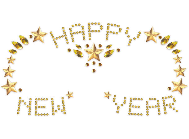 Ansiktskrystaller - Happy New Year 1 Ark med sevklebende stener 