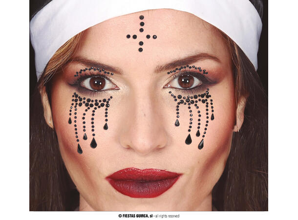 Ansiktskrystaller - Nonne 1 Ark med selvklebende stener - 13x15cm 