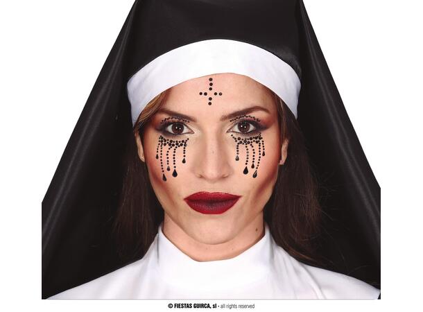 Ansiktskrystaller - Nonne 1 Ark med selvklebende stener - 13x15cm 