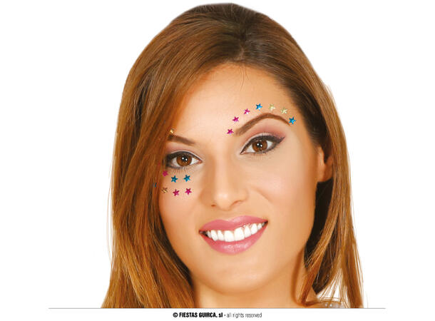 Ansiktskystaller - Stjerner ass farger 1 Sett smykker i selvklebende harpiks 