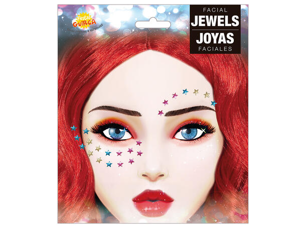 Ansiktskystaller - Stjerner ass farger 1 Sett smykker i selvklebende harpiks 