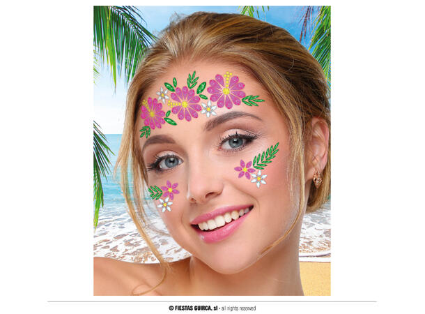 Ansiktssmykker - Blomster - Lys lilla 1 Sett smykker i selvklebende harpiks 