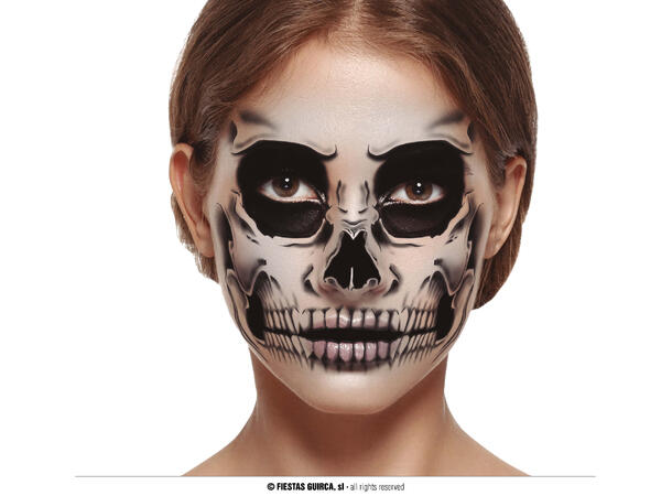 Ansiktstattovering - Skjelett 1 Ark med tattoveringer - 30x14cm 