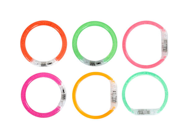 Armbånd m/LED-lys - Ass farger 1 Pose med 4 armbånd - 8cm 