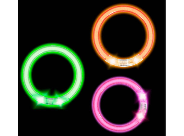 Armbånd m/LED-lys - Ass farger 1 Pose med 4 armbånd - 8cm 