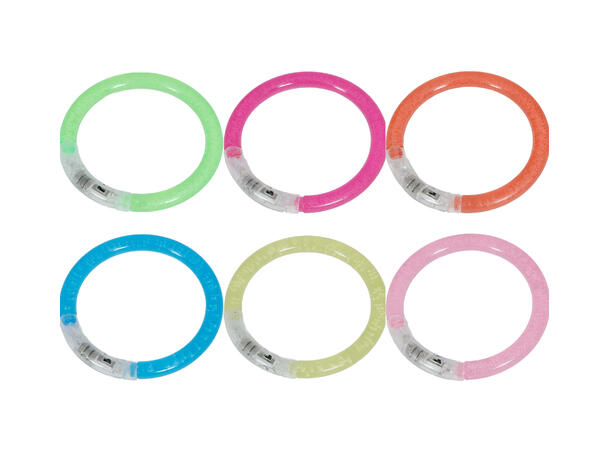 Armbånd m/LED-lys - Ass farger 1 Pose med 4 armbånd - 8cm 