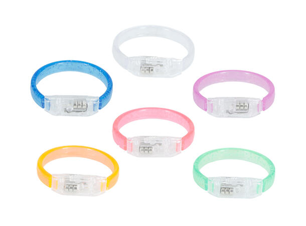 Armbånd m/LED-lys - Ass farger 1 Pose med 4 armbånd - 8cm 