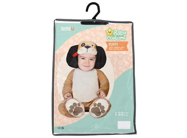 Baby Hundevalp - Brun 1 Babykostyme - Str 18-24 Mnd 