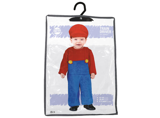 Baby Italiensk rørlegger - rød/blå 1 Babykostyme til gutt - Str 18-24 Mnd 