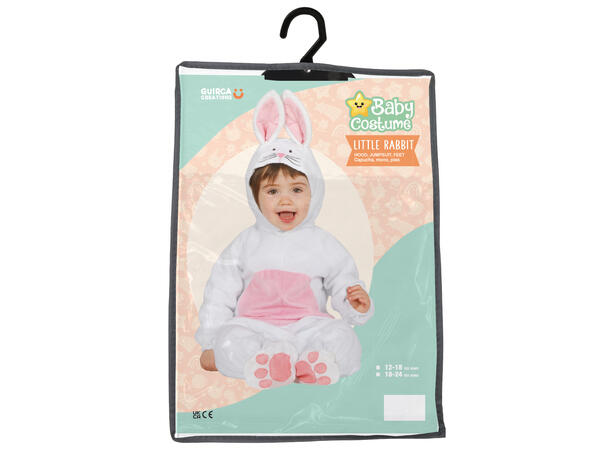 Baby Kanin - Hvit/rosa 1 Babykostyme - Str 12-18 Mnd 
