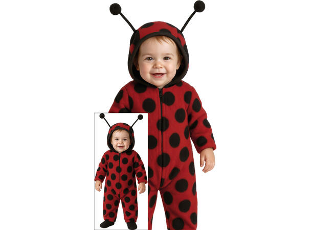 Baby Marihøne - Rød/Sort 1 Babykostyme - Str 18-24 Mnd 