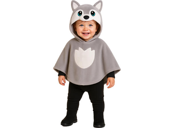 Baby Ulveponcho - Grå/Hvit 1 Babykostyme - Str 18-24 Mnd 