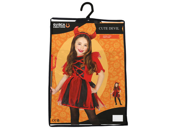 Barnekjole - Søt djevel - Rød/sort 1 Barnekostyme til jente - Str 5-6 År 
