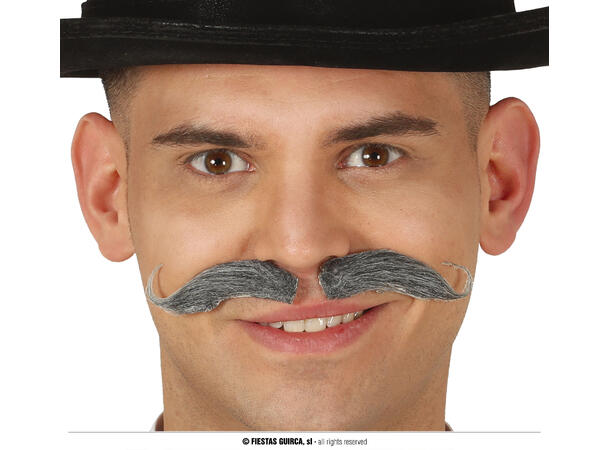 Bayersk bart - Grå 1 Selvklebende bart i syntetisk hår 