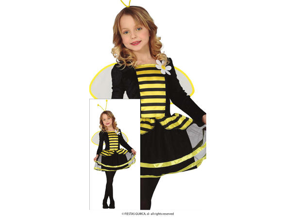 Bie kjole m/vinger - Gul/Sort 1 Barnekostyme til jente - Str 5-6 År 