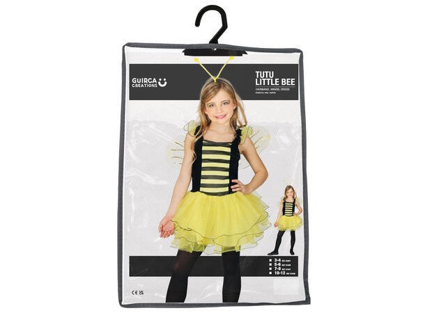 Biekostyme - kjole m/vinger - Sort/Gul 1 Barnekostyme til jente - Str 7-9 År 