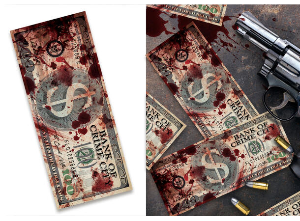 Blodige pengesedler 75 sedler i papir - 6x15cm 