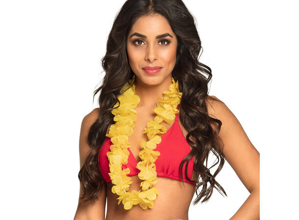 Blomsterkrans Hawaii - Gul 1 Blomsterkrans i plast 